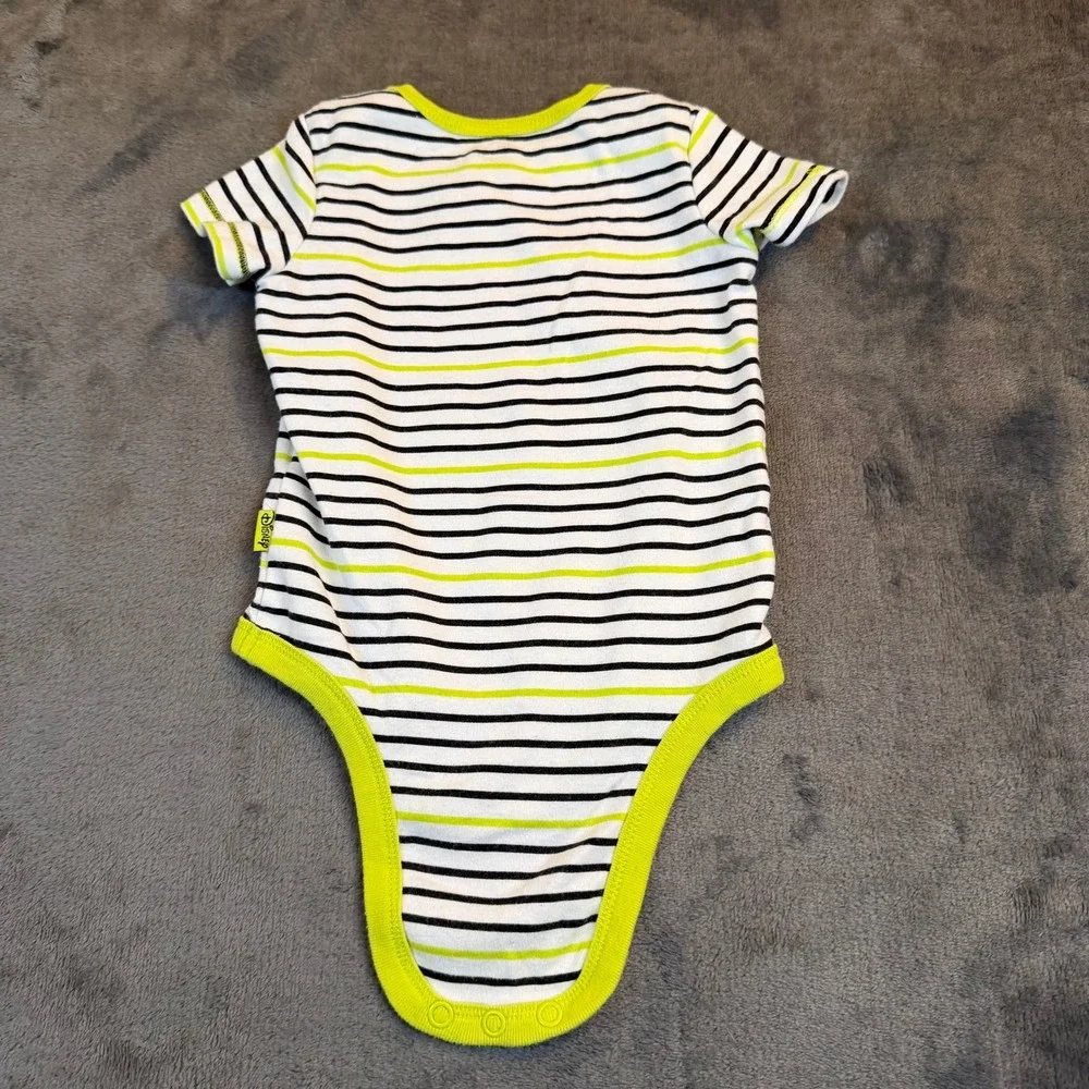 Disney Mickey Mouse Bodysuit Kids‎ 6-9 Months White Striped Handsome Graphic